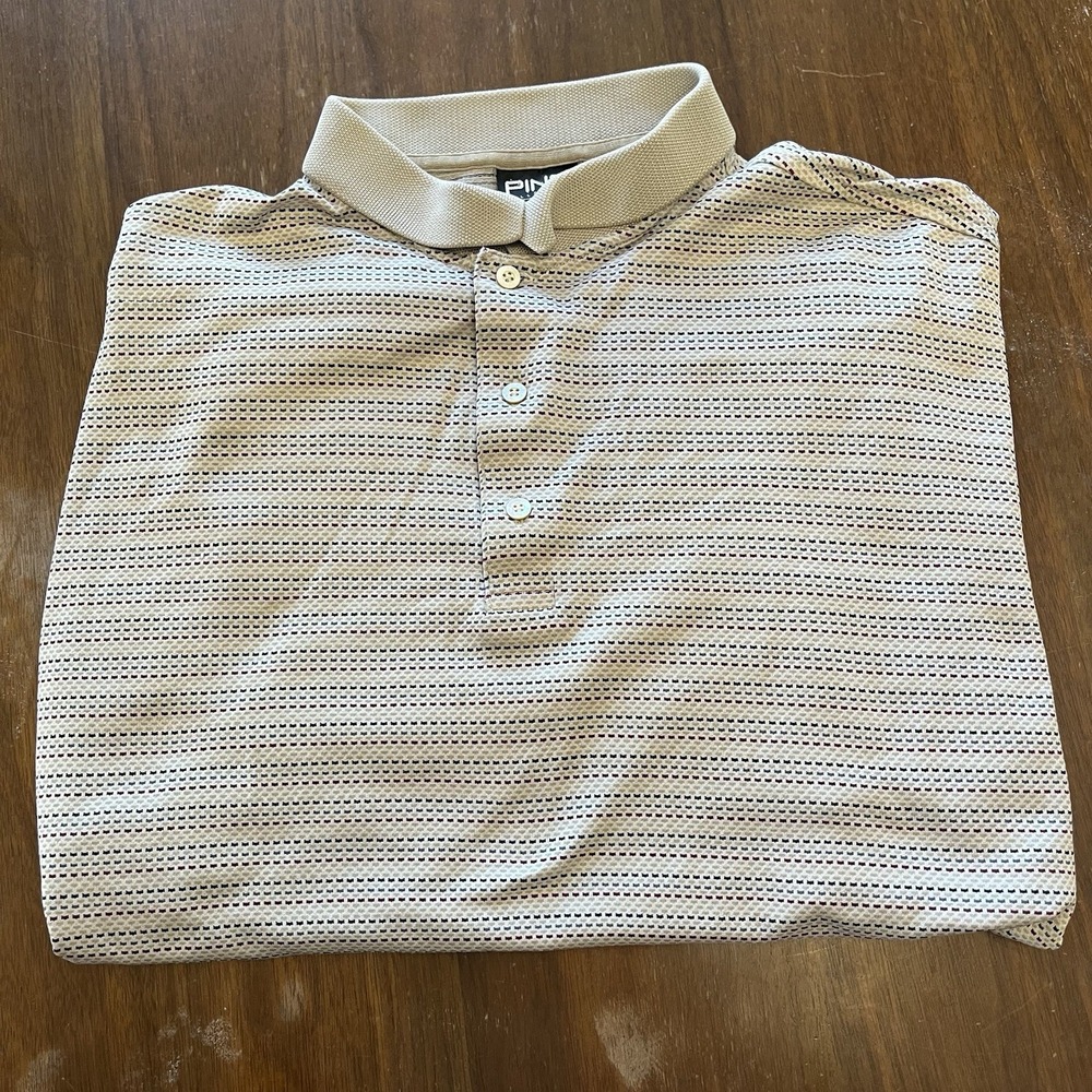 Ping L Golf Shirt Double Mercerized Cotton Striped Polo